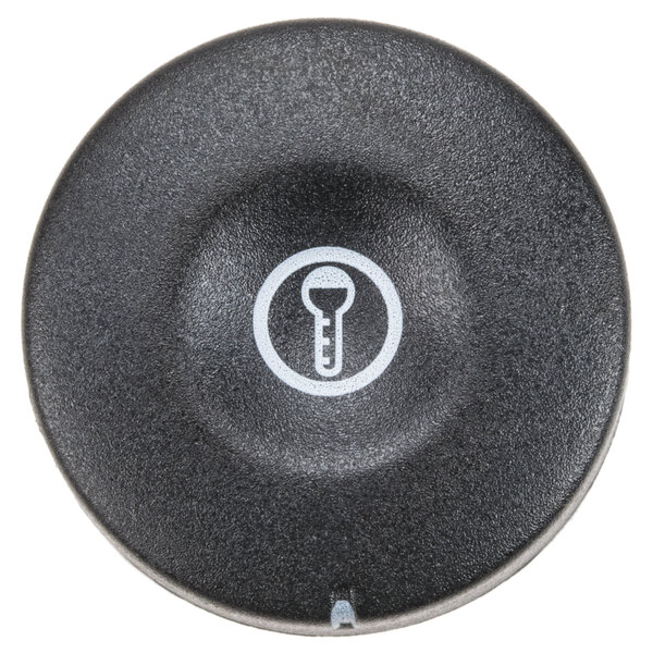 A black round replacement knob with a white circle on it.