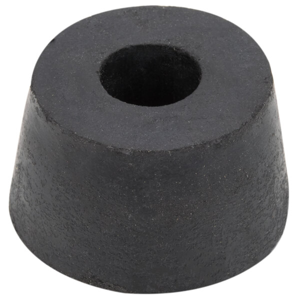 A black rubber cylinder with a hole in it.
