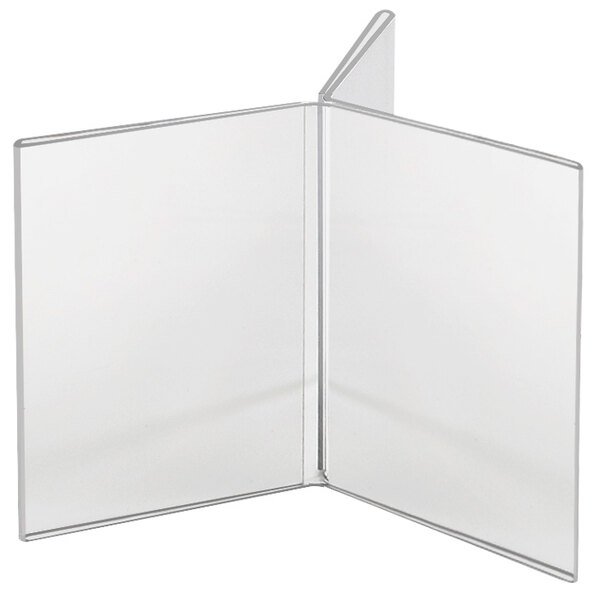 A clear plastic holder with a white rectangular object inside with a black border.