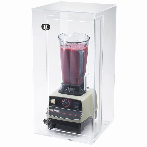 A Cal-Mil clear acrylic case for a blender.