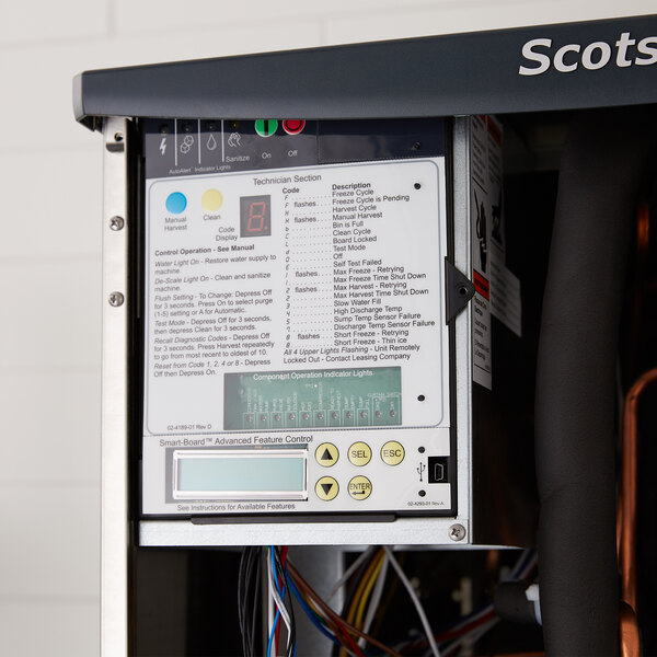 A Scotsman KPAS sustainability kit control panel inside a food truck.