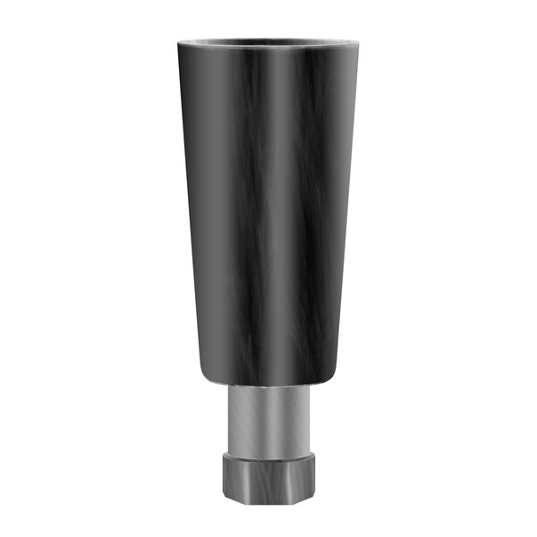 A silver and black cylinder with a white background.