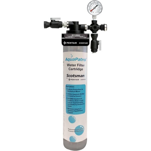 A Scotsman AquaPatrol water filter with a gauge.