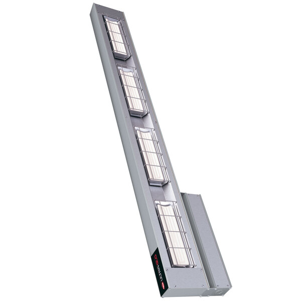 A long rectangular Hatco Ultra-Glo strip warmer with four lights.