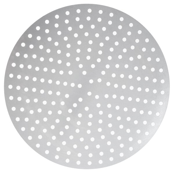 An American Metalcraft perforated pizza disk with holes in it.