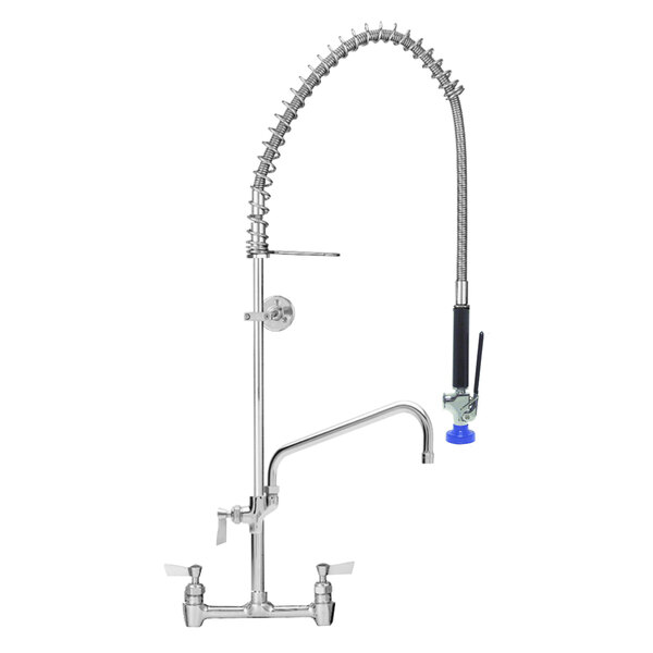 A Fisher pre-rinse faucet with a swing nozzle and hose.