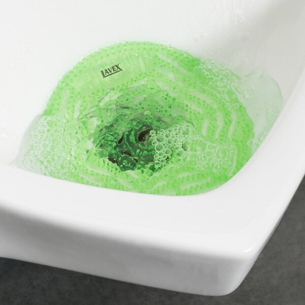 Lavex Green Apple Scent Deodorized Gel Urinal Screen - 10/Pack