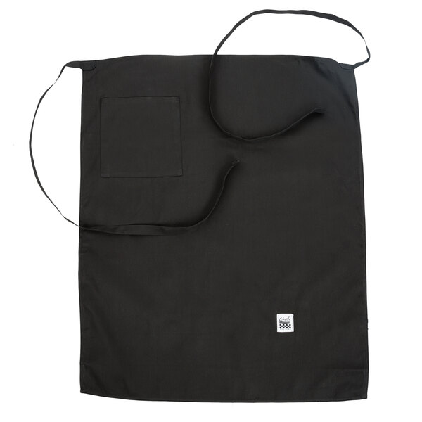 A black Chef Revival bistro apron with a pocket.