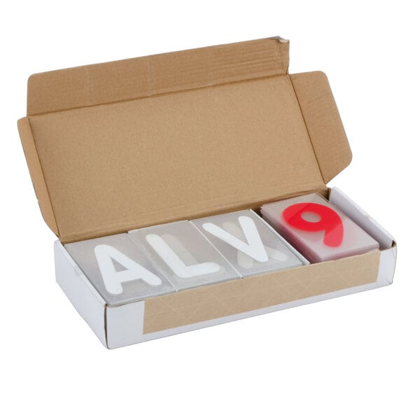 A box with Aarco The Rocker letters and numbers with a red number and white letters.