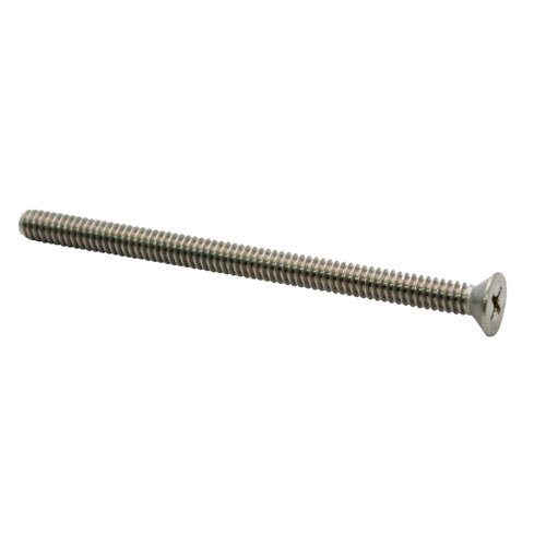 A close-up of a Nemco stainless steel screw with a long screw head.
