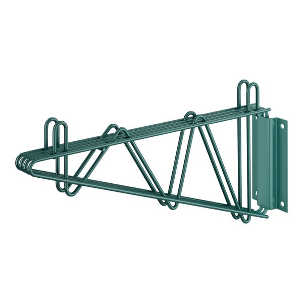 A Regency green metal wall mounting bracket for adjoining wire shelving.