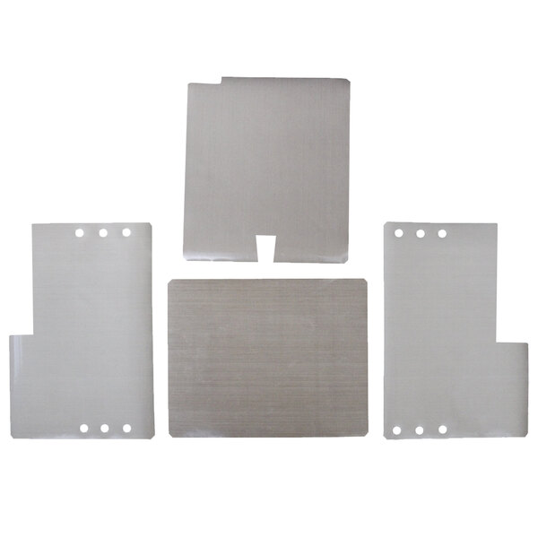 A white rectangular Amana non-stick liner kit with four pieces of metal sheeting.