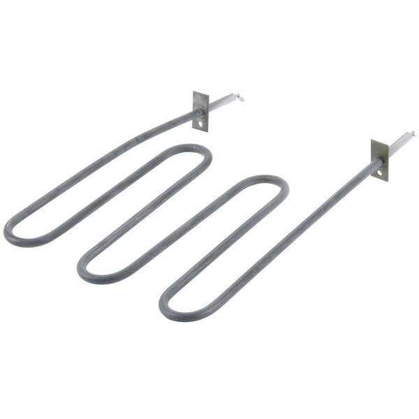 Two metal rods with hooks on them, a heating element for a Nemco Countertop Pizza Oven.