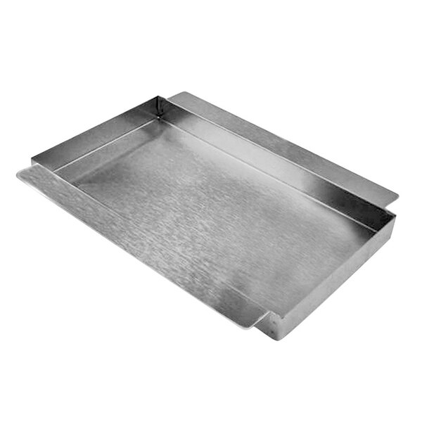 A Nemco stainless steel drip pan for a hot dog grill with a handle.