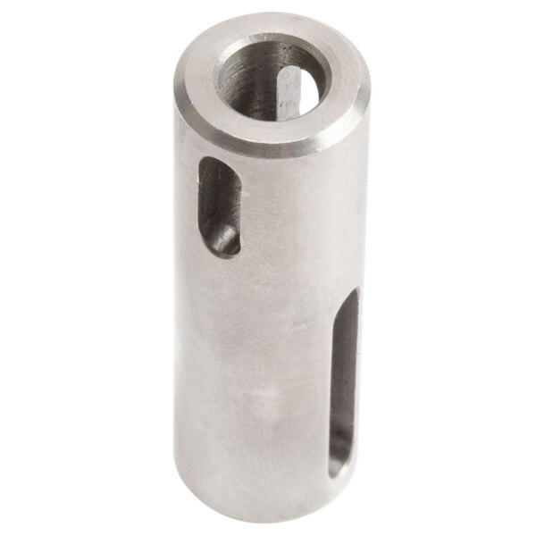 A stainless steel Nemco rack coupling cylinder with holes.