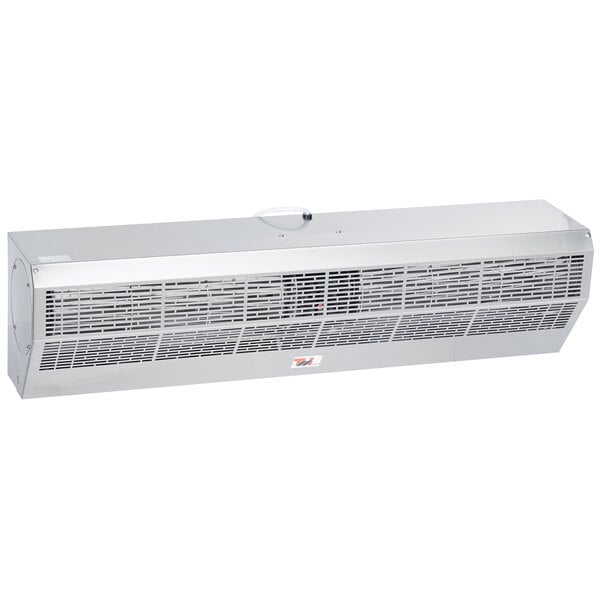 A stainless steel Curtron Air Pro air curtain with a handle.