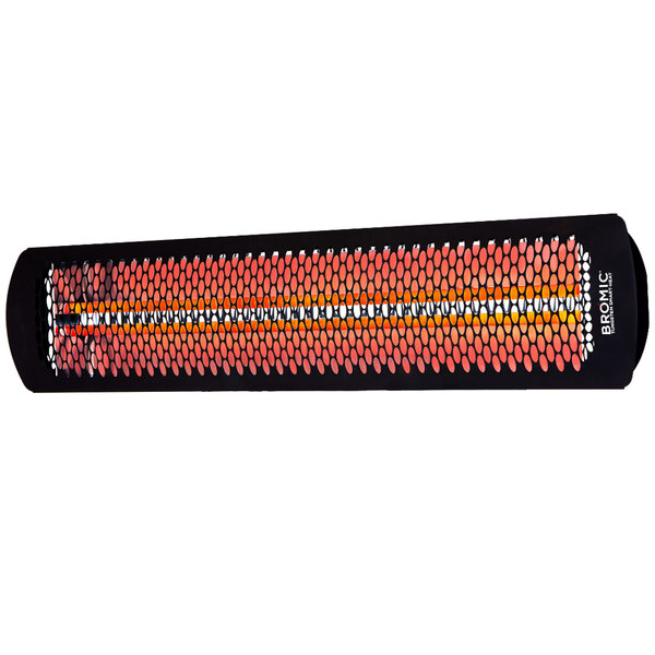 A close up of the black and orange Bromic Heating Tungsten Smart-Heat patio heater.