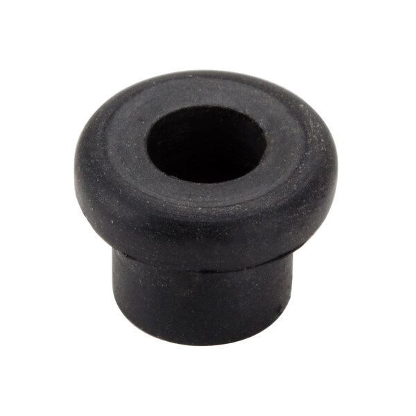 A black round bushing with a hole in the center.