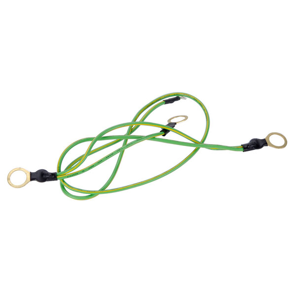 A green and black Waring ground lead harness with a hook on it.