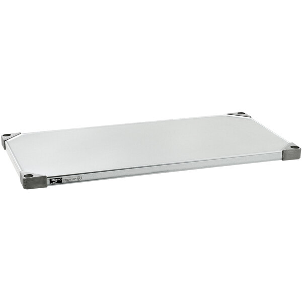 A white rectangular Metro flat galvanized solid shelf.