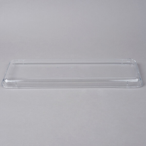A clear plastic cover for a Cecilware refrigerated beverage dispenser bowl.