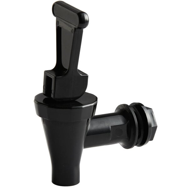 A black plastic Choice replacement faucet for beverage dispensers with a nozzle and handle.