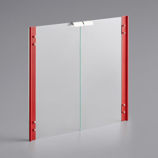 Clear glass doors with red frames for Carnival King popcorn poppers.