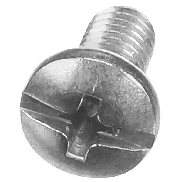 A close-up of a Cecilware stainless steel front panel fixing screw.
