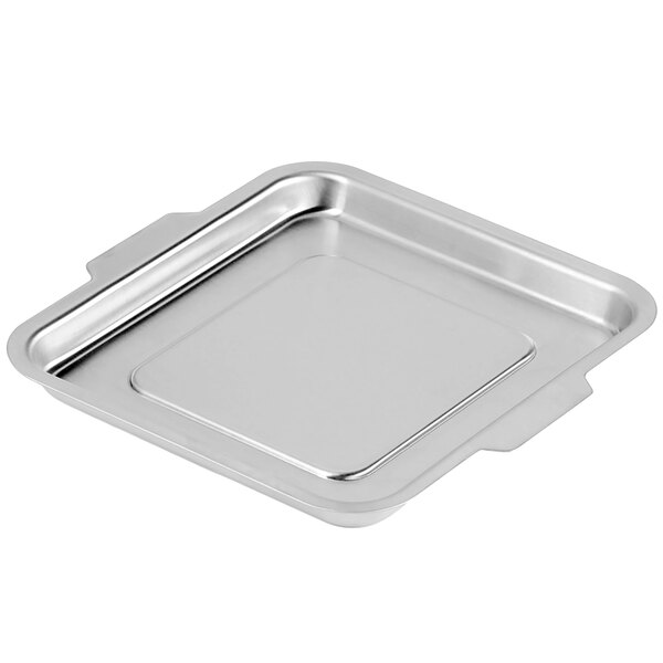A silver square Waring drip pan with a lid.