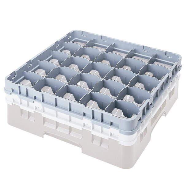 A white plastic Cambro container with 25 compartments.
