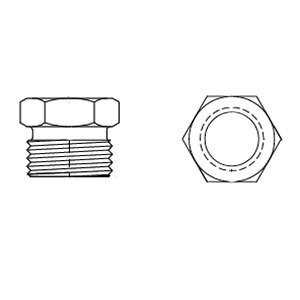 A black and white drawing of a hexagon nut with a T&S 052A 1/4" NPT female adapter.