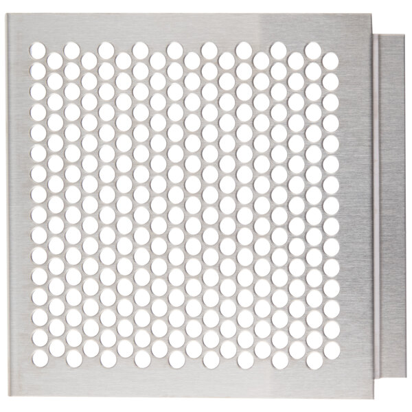 A Bunn stainless steel metal grid with holes.