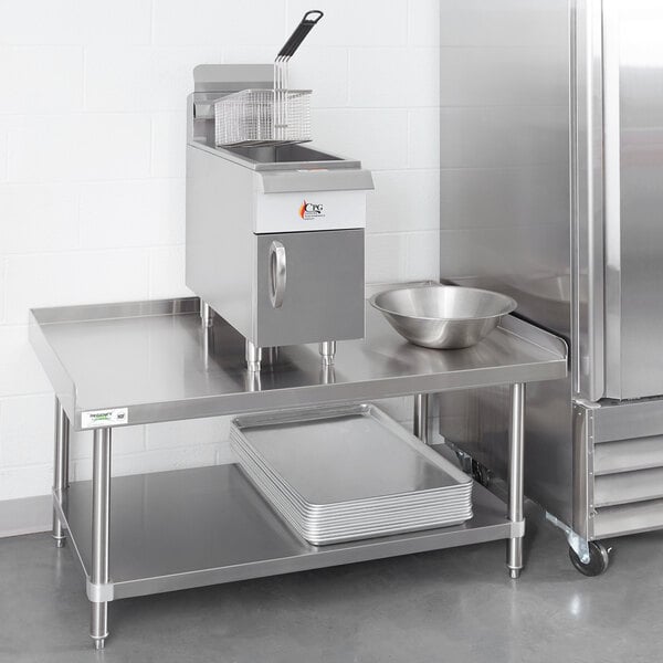 A Regency stainless steel equipment stand with an undershelf.