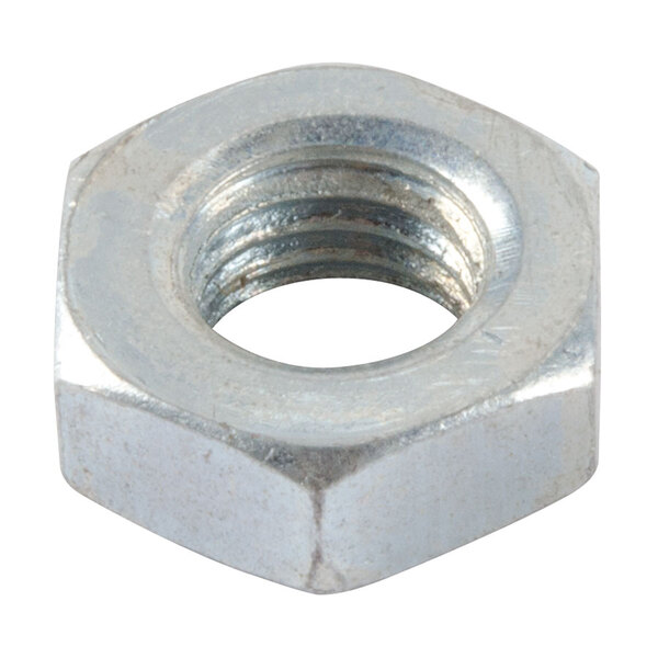 A close-up of a metal nut for a juicer.