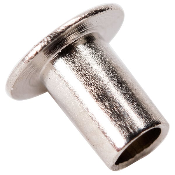 A close-up of a silver Waring rivet.
