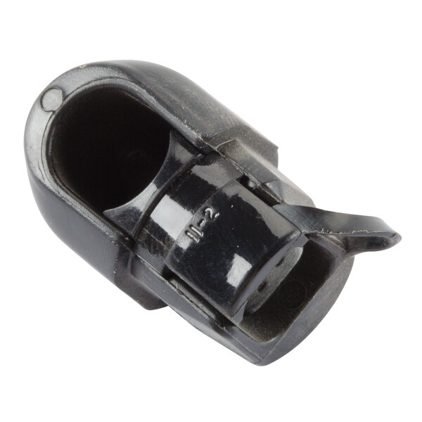 A black plastic Waring strain relief plug with a hole.