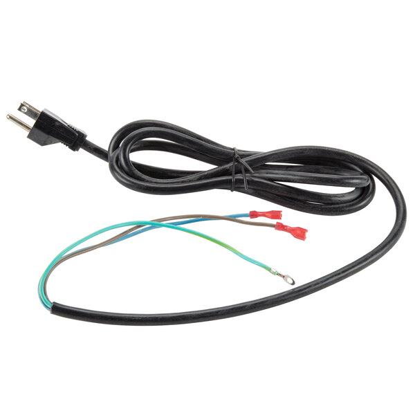 A black Waring cord with red and blue wires and a plug.