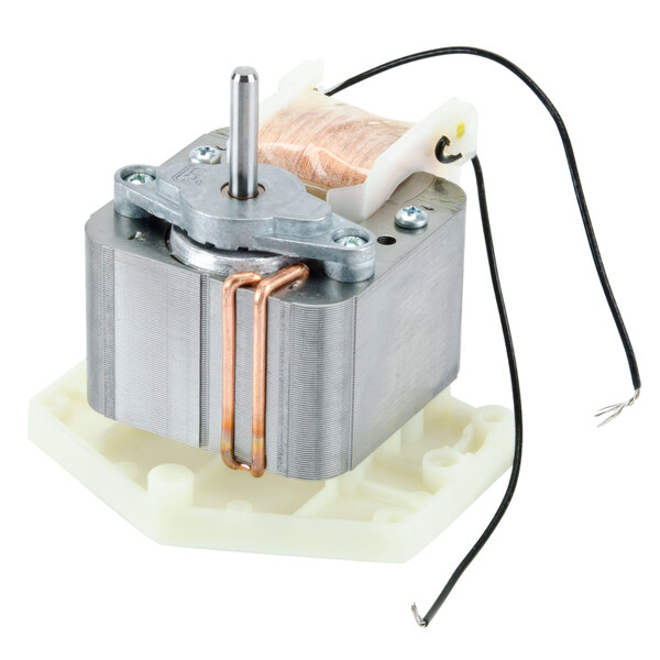 A Waring ECM motor with wires and a copper rod.