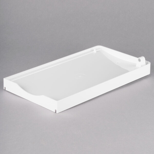A white rectangular Bunn hopper drip tray.