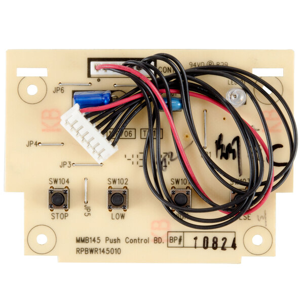 A white Waring switch panel for a blender with wires.