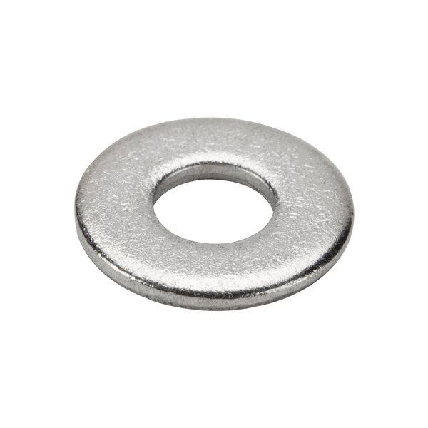 A close-up of a stainless steel round fiber washer.