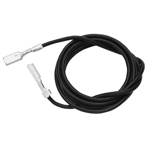 A black cable with silver-tipped black wires and a white connector.