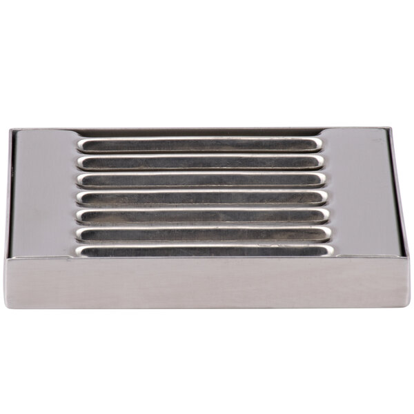 A stainless steel Bunn drip tray assembly for iced tea dispensers.