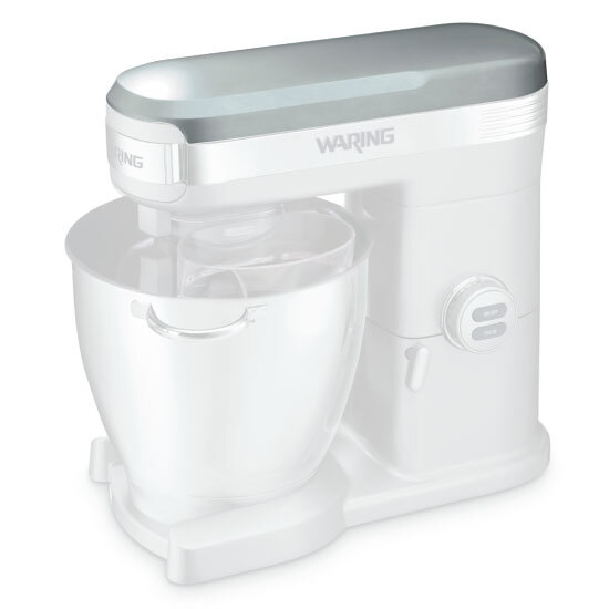 The top cover for a white Waring stand mixer.
