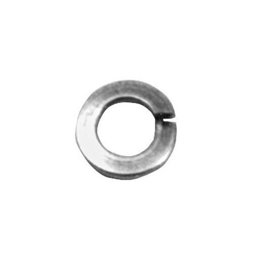 A metal lock washer with a hole in it.