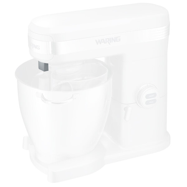 A white Waring mixer with a white bowl.