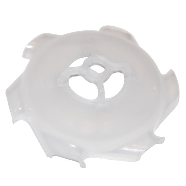 A white plastic circular inner cover with holes for a Grindmaster Cecilware cold beverage dispenser.