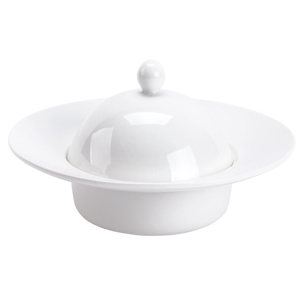 A CAC New Bone White Porcelain Pasta Bowl with Lid.