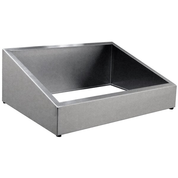 A stainless steel countertop silverware dispenser with a hole in the middle for two Steril-Sil E1 inserts.