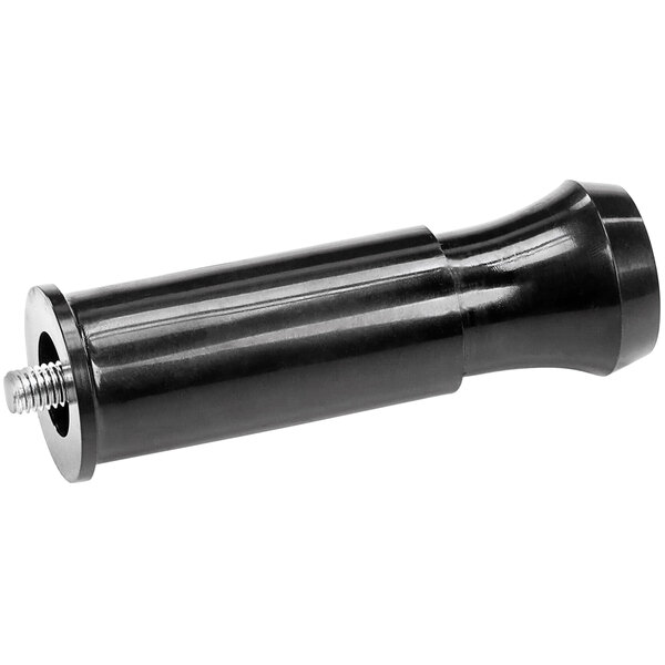 A black rubber cylinder with a screw on the end.